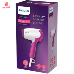 سشوار مسافرتی 1400 وات فیلیپس مدل BHD003، موتور DC، وزن 350 گرم، با ویژگی صاف‌کنندگی، حجم‌دهندگی